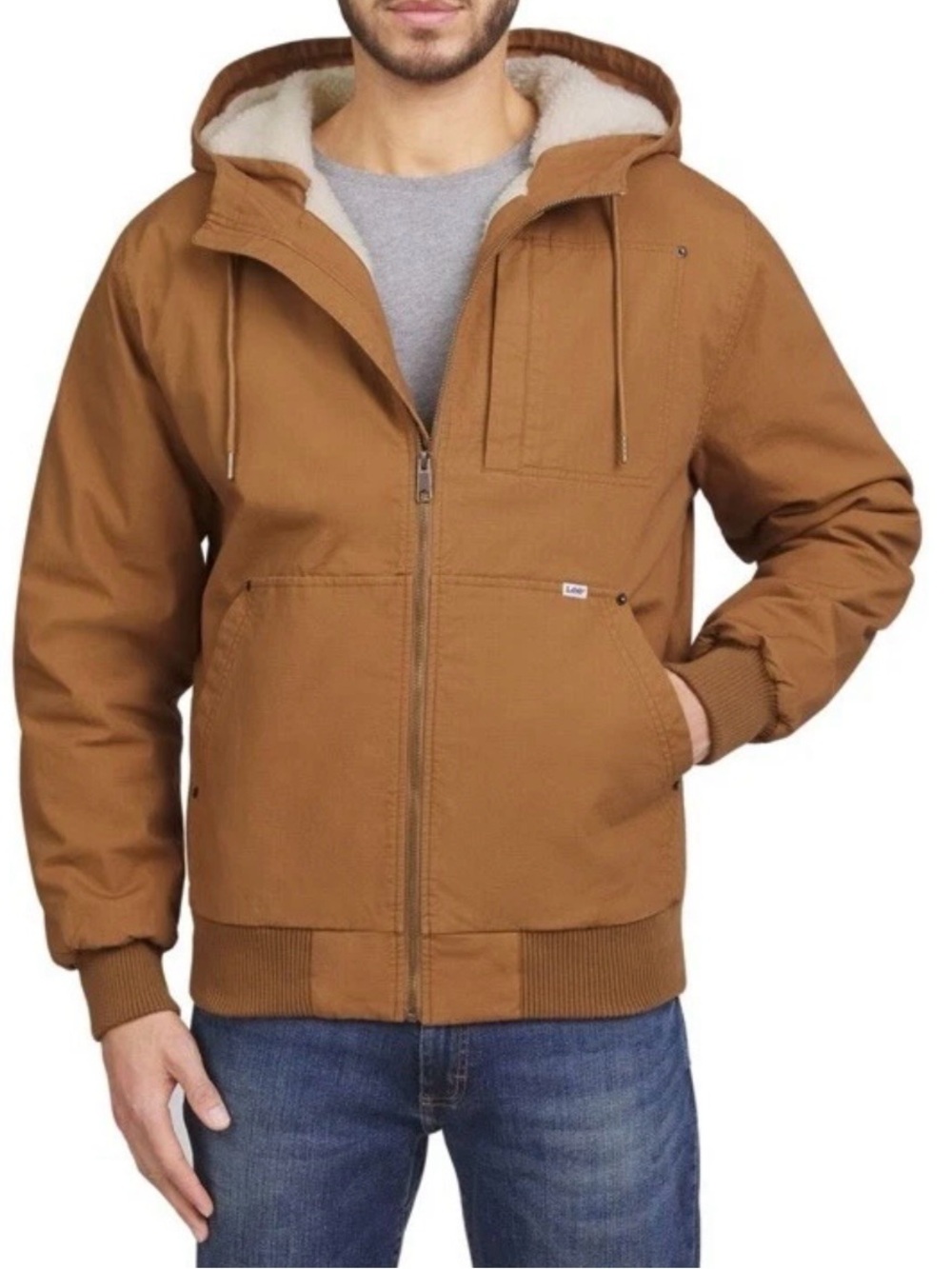 Lee canvas bomber jacket hooded Sherpa lining premium select men’s